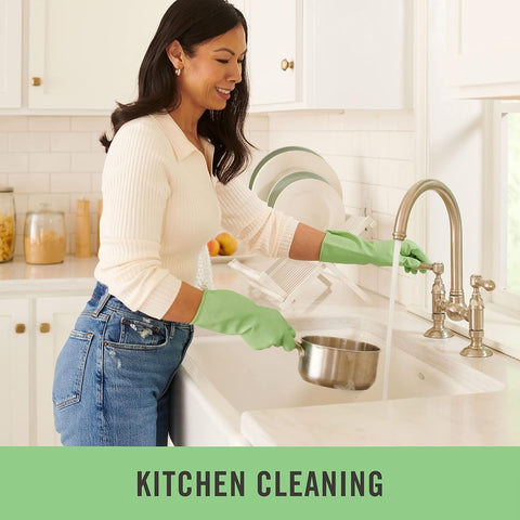 Image of Medline Aloe-Infused Cleaning Gloves, Reusable Latex Gloves for Household Cleaning, Flocklined Cleaning Gloves