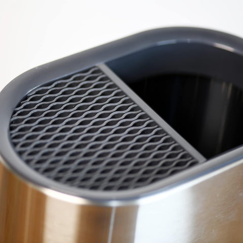 Image of Stainless Steel and Plastic Knifes Holder, Universal Knife Holder without Knifes, Knifes Holder with Separate Compartment, 7.1X4.6X7.7 Inches, Silver Gray