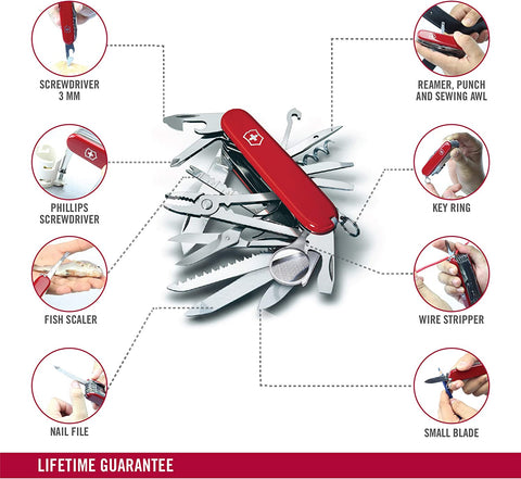Image of Swiss Army Multi-Tool, Swisschamp Pocket Knife, Red, 91 Mm (1.6795) & VN43323 Fixed Blade, Knife,Hunting,Camping,Outdoor, Black