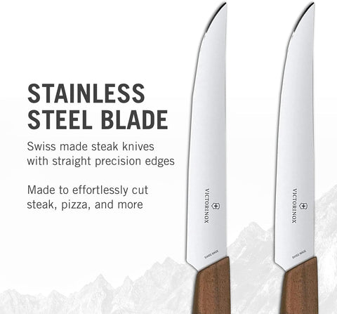 Image of 6.9000.12G Swiss Modern 2-Piece Steak Knife Set, 5", Walnut Wood