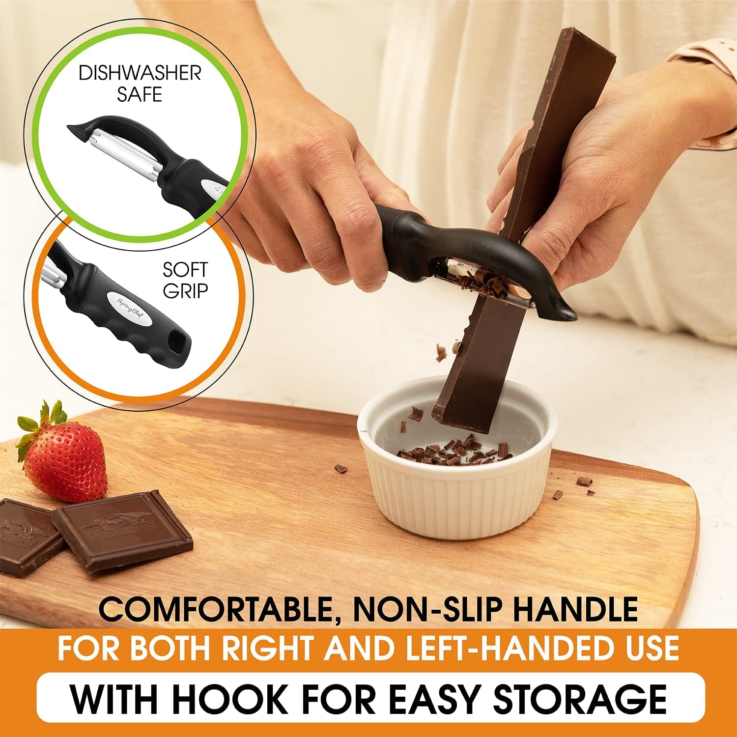Premium Swivel Vegetable Peeler, Soft Grip Handle and Ultra Sharp Stainless Steel Blades - Perfect Kitchen Peeler for Veggie, Fruit, Potato, Carrot, Apple - Black - Set of 2