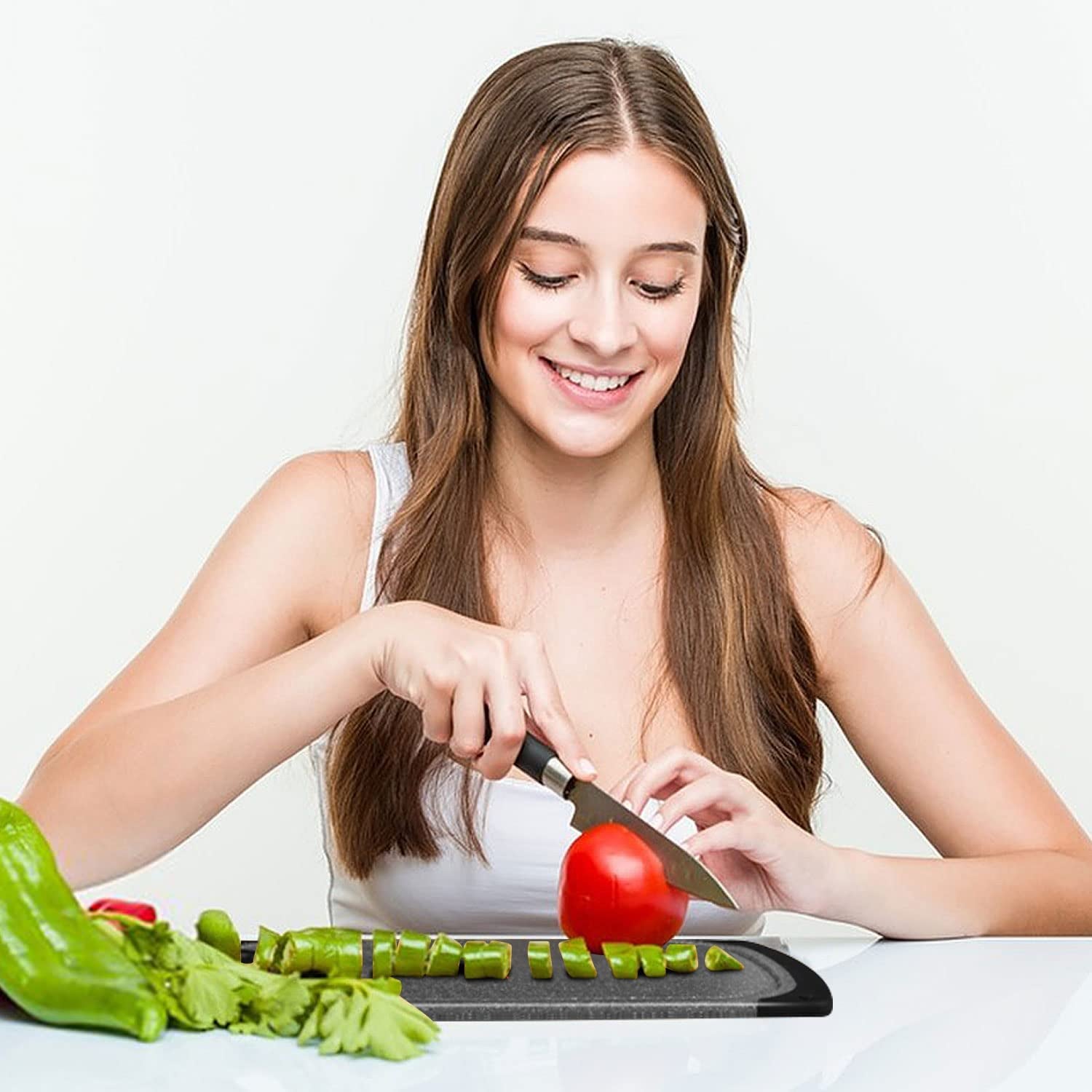 Plastic Cutting Board, Set of 3 Small to Large Cutting Board Set Dishwasher Safe with Juice Grooves, Easy Grip Handle, Non-Slip, with Grinding Area for Grinding Garlic and Ginger Cutting Boards