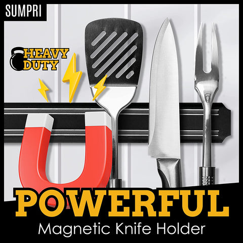 Image of Magnetic Knife Holder for Wall (15Inch X Set of 2) Magnetic Knife Strip with Extra Strong Design, Easily Holds Large Knives -Easy to Install, the Perfect Space Saver -By