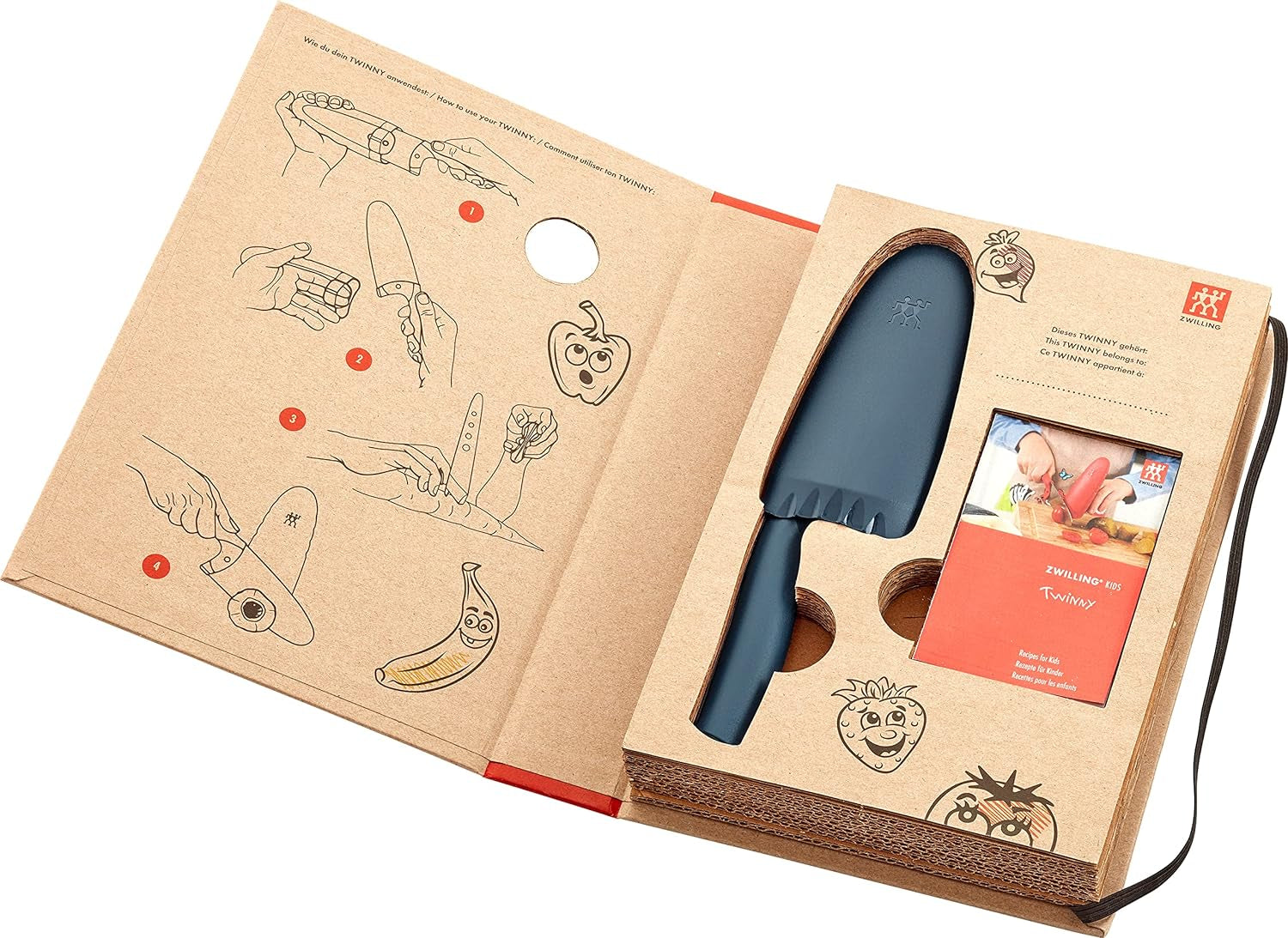 Twinny Stainless Steel Children'S Chef'S Knife, 10Cm, Rounded Blade, Child-Friendly Design, Plastic Handle, Blue