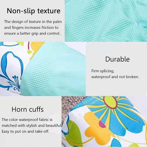 Image of Dishwashing Rubber Gloves,  Non-Slip Household Laundry Kitchen Cleaning Gloves, Reusable PU Waterproof Latex Gloves