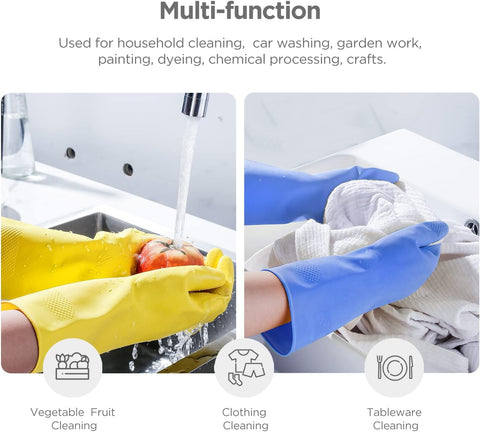 Image of Rubber Gloves Dishwashing 2 or 4 Pairs for Kitchen,Cleaning Gloves for Household Reuseable.
