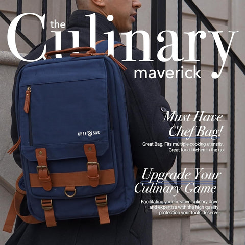 Image of Chef Knife Bag Retro Backpack | 20+ Slots for Knives and Chef Tools | Knife Carrying Case W/Back Pocket for Tablet | Sturdy Knife Bags for Chefs & Culinary Work | Premium Canvas