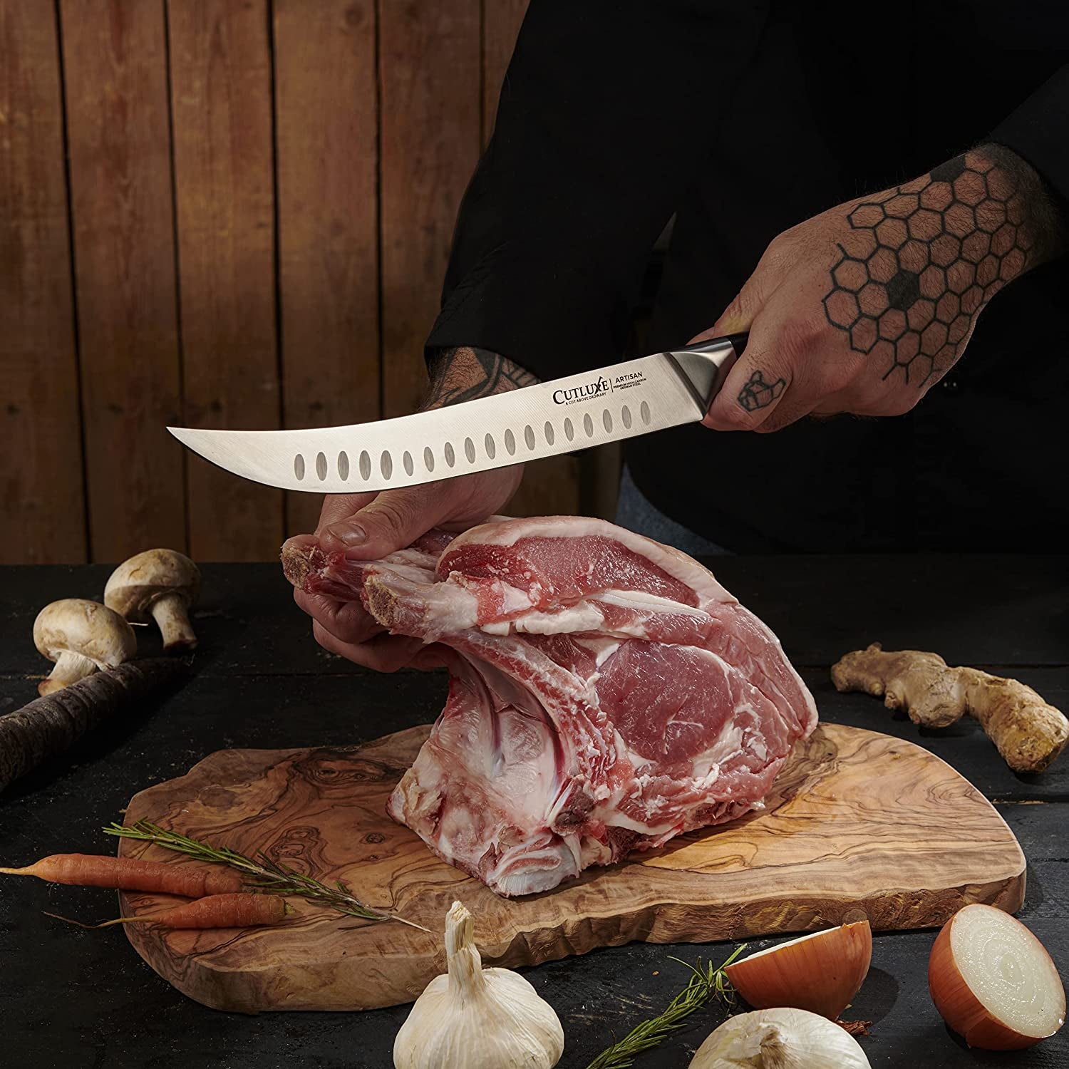 Butchers Knife Set – Cimeter and Bullnose Butcher Breaking Knives – Forged High Carbon German Steel – Full Tang & Razor Sharp – Ergonomic Handle Design – Artisan Series