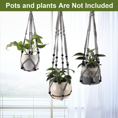 Image of 3 Pack Plant Hanger Indoor Hanging Planter Basket for Indoor Plants Hanging Plant Holders Indoor