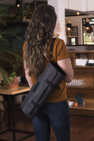 Image of Chef Knife Roll Bag - 20 Total Pockets for Knives and Kitchen Utensils - Made with Stain Resistant Waxed Nylon - for Chefs and Culinary Students - Knives Not Included(Black)