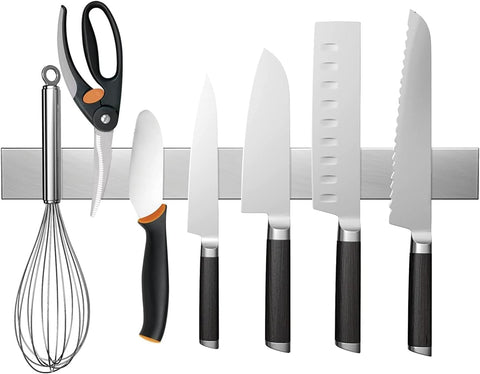 Image of 16 Inch Magnetic Knife Holder for Wall, Stainless Steel Adhesive Magnetic Knife Strips No Drilling Use as Mounted Kitchen Knife Storage Bar, Magnetic Tool Organizer, Kitchen Accessories