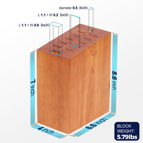 Image of Magnetic Knife Block Holds up to 16 Knives(Not Included), Space Saver Countertop Magnetic Knife Block Holder, Double Sided Magnets Oak Wood Knife Storage