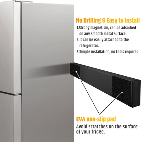 Image of Fridge Applicable 17 Inch Double Sided Magnetic Knife Holder - Stainless Steel Knife Strip with Powerful Magnetic Pull Force - Use as Kitchen Knife Holder, Knife Rack & Tool Holder - Matte Black