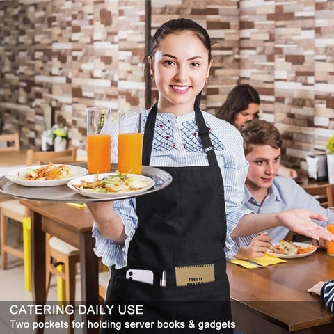 Image of 2 Pack Bib Aprons with 2 Pockets Cooking Chef Kitchen Apron for Women Men, Black