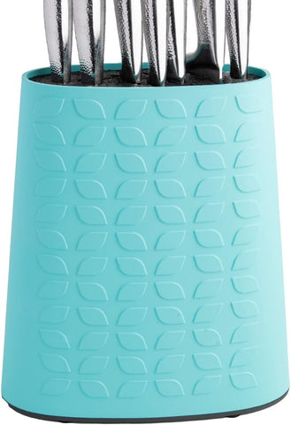 Image of Knife Block for Kitchen Storage W/Removable Bristles - Convenient & Secure Knife Stand for Holding Small & Large Knives- Blue