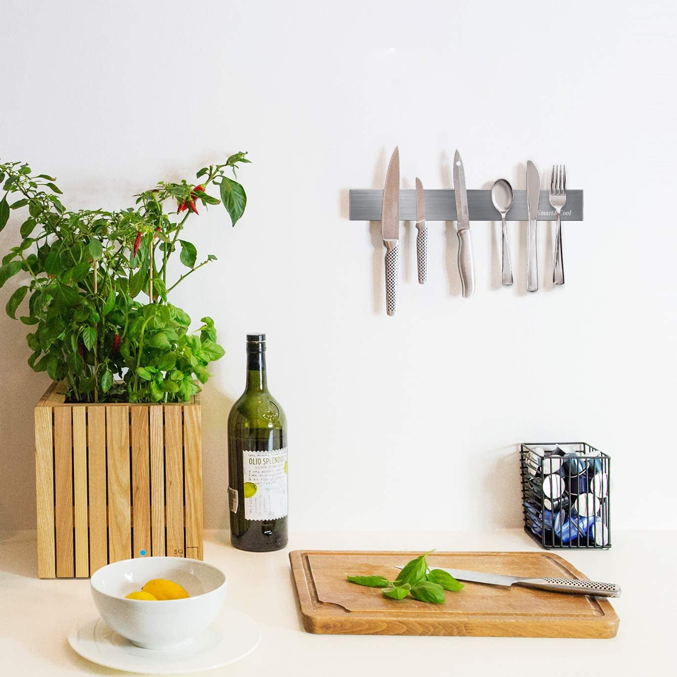 12 Inch Self-Adhesive Magnetic Knife Holder, Magnetic Knife Strip for Wall Mounting, No Drilling (Stainless Steel-12 In)