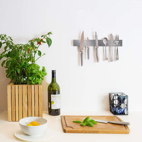 Image of 12 Inch Self-Adhesive Magnetic Knife Holder, Magnetic Knife Strip for Wall Mounting, No Drilling (Stainless Steel-12 In)