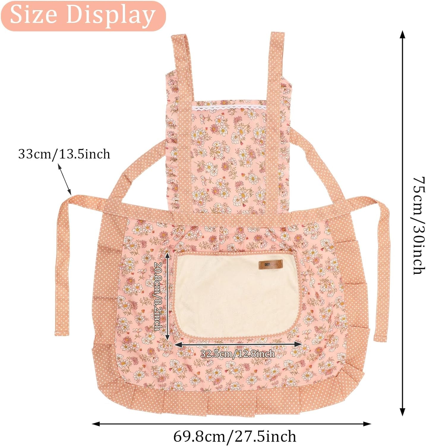 2Pcs Women Aprons with Pockets, Floral Apron Big Pocket Baking Mothers Day Gift Soft Chef Aprons for Kitchen Cooking Baking