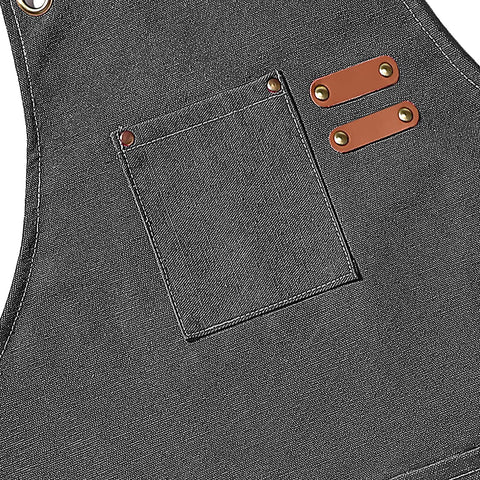 Image of Chef Aprons for Men Women with Large Pockets, Cotton Canvas Cross Back Heavy Duty Adjustable Work Apron, Size M to Xxl(Grey)