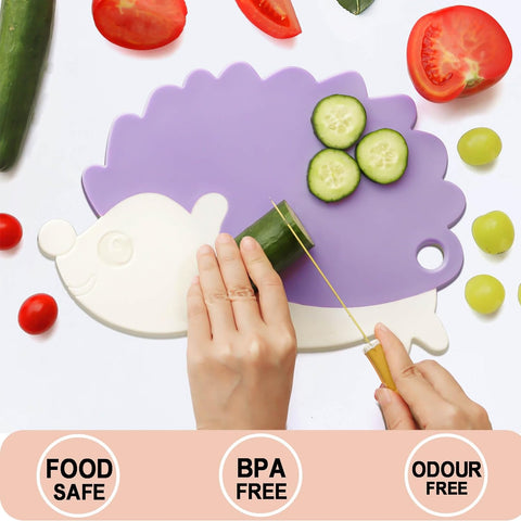 Image of Cutting Board for Kitchen, Plastic Cute Cutting Board for Kids Women, Bpa-Free Mini Chopping Board for Vegetable, Fruits& More(Purple)
