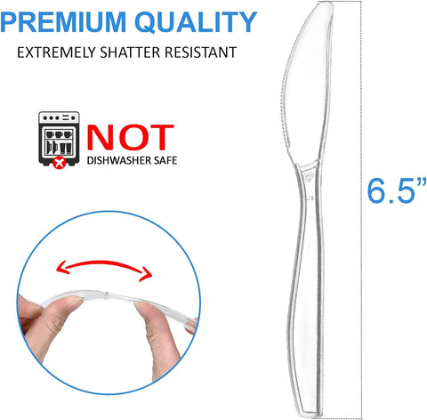 Image of Disposable Knives, 100 Counts Cutlery Set and Disposable Cutlery, Forks Spoons and Knives Set, Safe, Healthy and Non-Toxic for Daily Use and Gathering Parties, Restaurant Kitchen Utensils Set