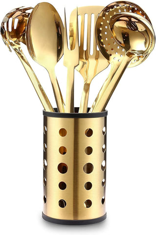 Image of MA21 Golden Titanium Knives Block Set +  KYA51B Kitchen Utensil Set