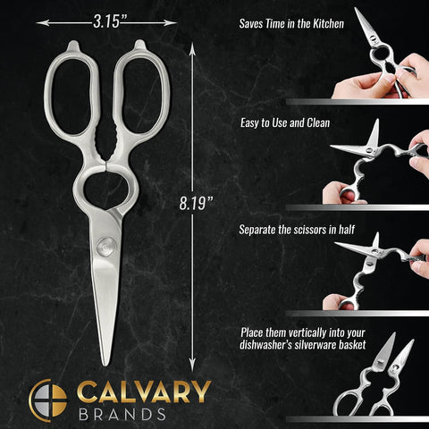 Image of Kitchen Scissors Heavy Duty | All Purpose Shears for Food | Dishwasher Safe | Professional Grade | Stainless Steel | Sharp