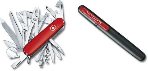 Image of Swiss Army Multi-Tool, Swisschamp Pocket Knife, Red, 91 Mm (1.6795) & VN43323 Fixed Blade, Knife,Hunting,Camping,Outdoor, Black