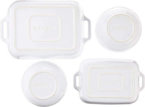 Image of Ceramic 4-Pc Baking Dish and Bowl Set - White