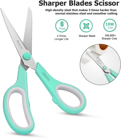 Image of Scissors,  8" All Purpose Scissors Bulk 3-Pack, Ultra Sharp 2.5Mm Thick Blade Shears Comfort-Grip Scissors for Office Desk Accessories Sewing Fabric Home Craft School Supplies, Right/Left Handed