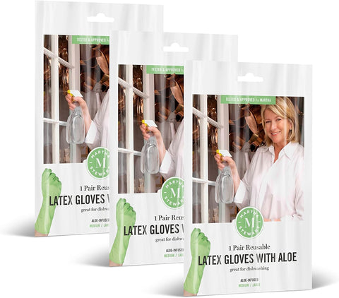 Image of Medline Aloe-Infused Cleaning Gloves, Reusable Latex Gloves for Household Cleaning, Flocklined Cleaning Gloves