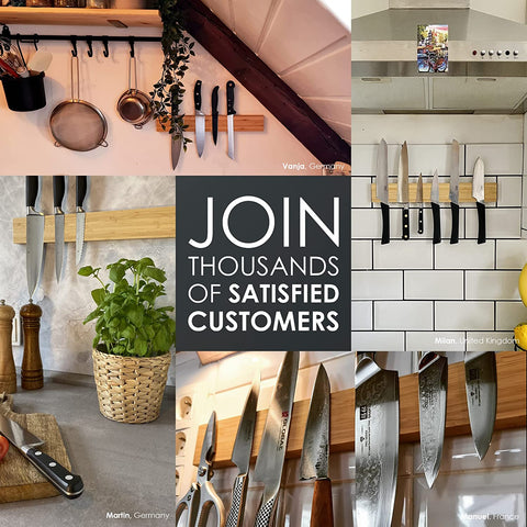 Image of Magnetic Knife Holder for Wall with Extra Strong Magnet - 16 Inch - Knife Magnetic Strip in Bamboo for Knives, Utensils and Tools - by