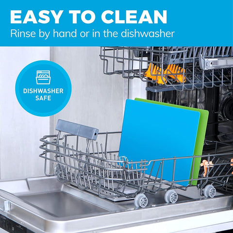 Image of Large Bamboo Wood Cutting Board Set with 6 Color-Coded Flexible Cutting Mats with Food Icons to Prevent Cross-Contamination - Ultimate Culinary Chopping Board Set