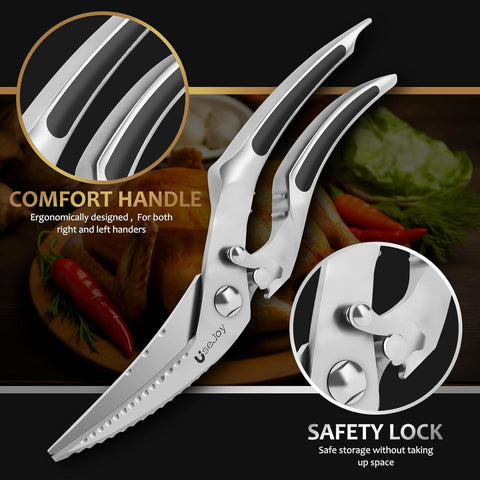 Image of Professional Kitchen Scissors, Cooking Shears Scissors for Meat, Poultry Shears Heavy Duty, Stainless Steel Meat Scissors, Cooking Scissors for Chicken, Turkey, Fish,Bone