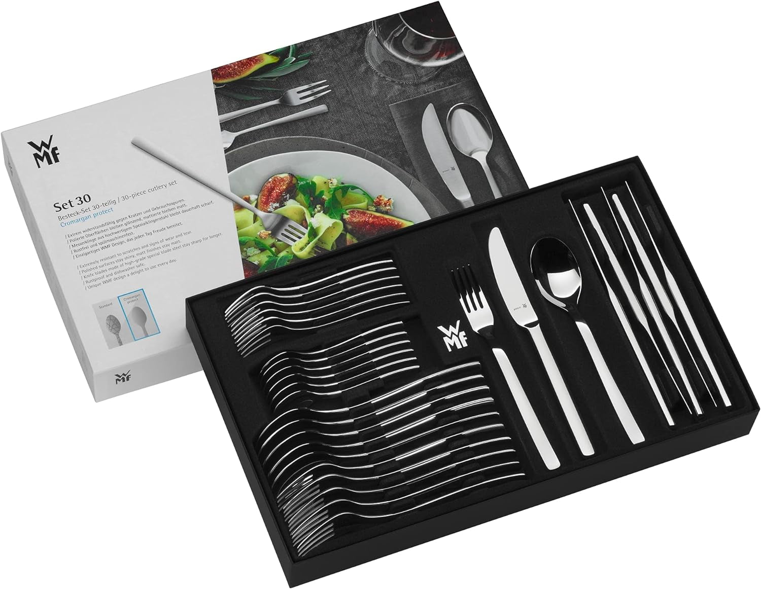 Cutlery Set 30-Pieces for 6 Persons Virginia Cromargan Protect Steel Extremely Scratch Resistant with Inserted Blade