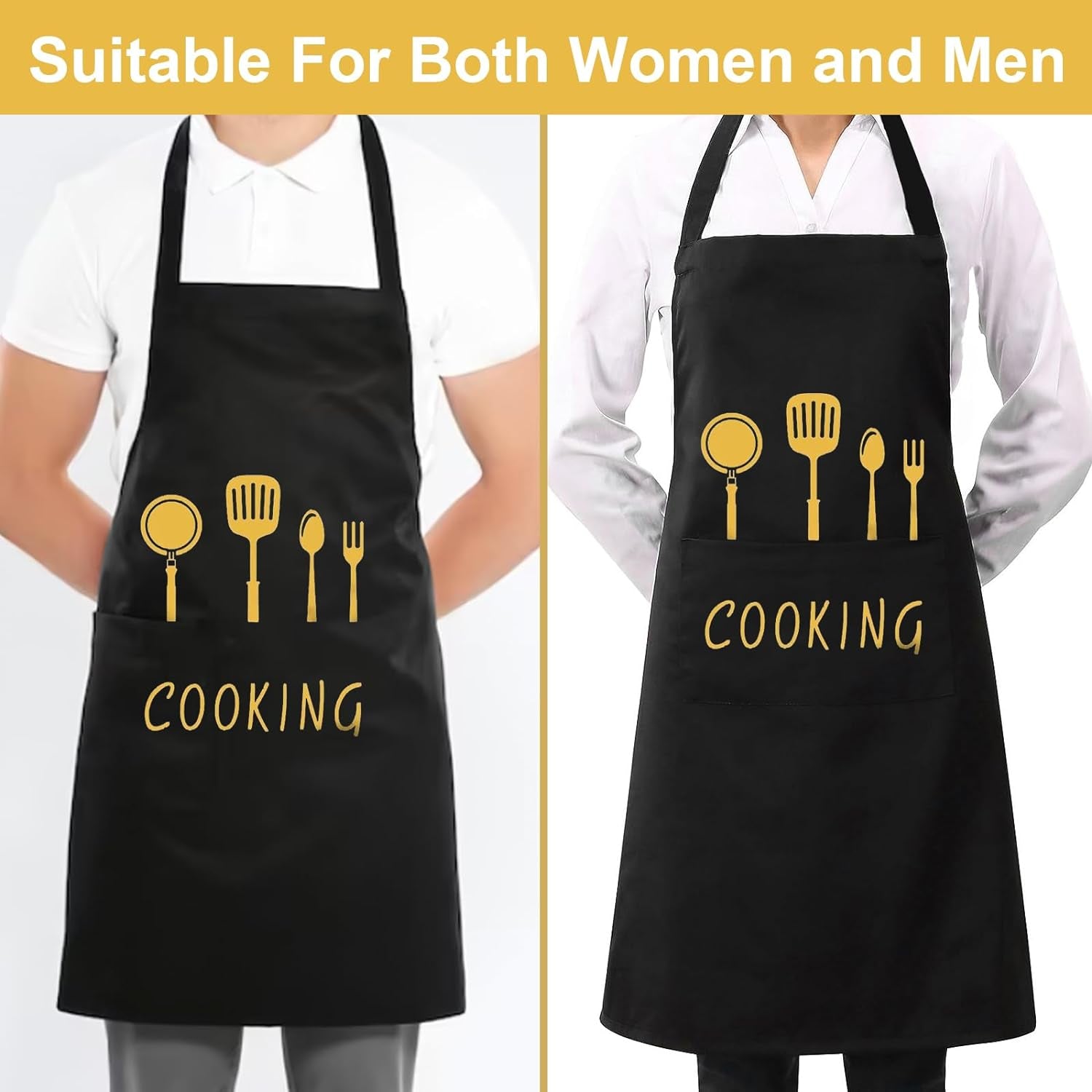 Kitchen Apron with Pockets for Women and Men Chef, Hand-Wiping, Waterproof for Cooking, Barbecue