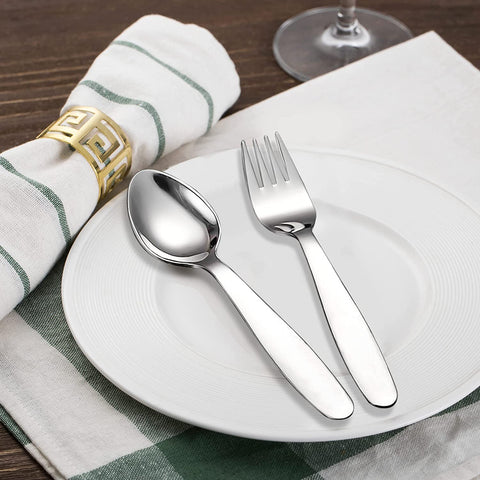 Image of 2 Pieces Children Fork Spoon Set with Travel Case for Lunch Box, 18/8 Stainless Steel Kids Silverware Flatware Set Kids Utensil Set for School, 5.9In (Fork Spoon)