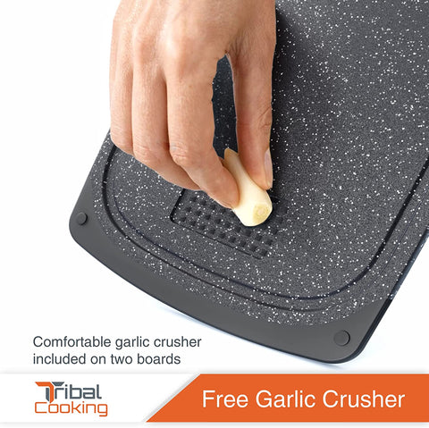 Image of Cutting Boards - 3 Set - Warrior Strength Small to Extra Large Cutting Boards for Kitchen, Meat, Vegetables - Dishwasher Safe, Juice Groove, Non-Slip Rubber Chopping Board Set