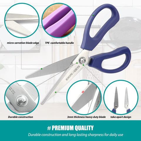 Image of Kitchen Scissors All Purpose Heavy Duty, Kitchen Shears Come Apart Dishwasher Safe, Ultra Sharp Stainless Steel Kitchen Gadgets, Cooking Cutter for Chicken, Meat, Poultry, Fish, Herbs, Grape