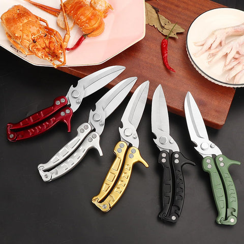 Image of Kitchen Scissors/Shears,Multi-Purpose Super Sharp Heavy Duty Poultry Scissors,For Poultry, Fish, Meat, Vegetables, a Good Partner in the Kitchen (Burgundy)