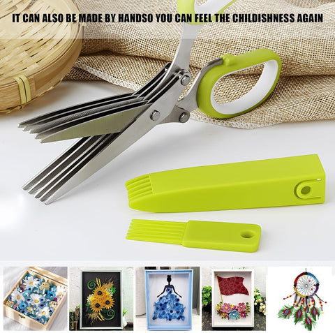 Image of Kitchen Herb Scissors,Multipurpose Food Scissors ,5 Stainless Steel Blades and Safety Cover Kitchen Scissorsfor Chopping Chive, Vegetables, Salad,Collard Greens, Parsleyherb Shears