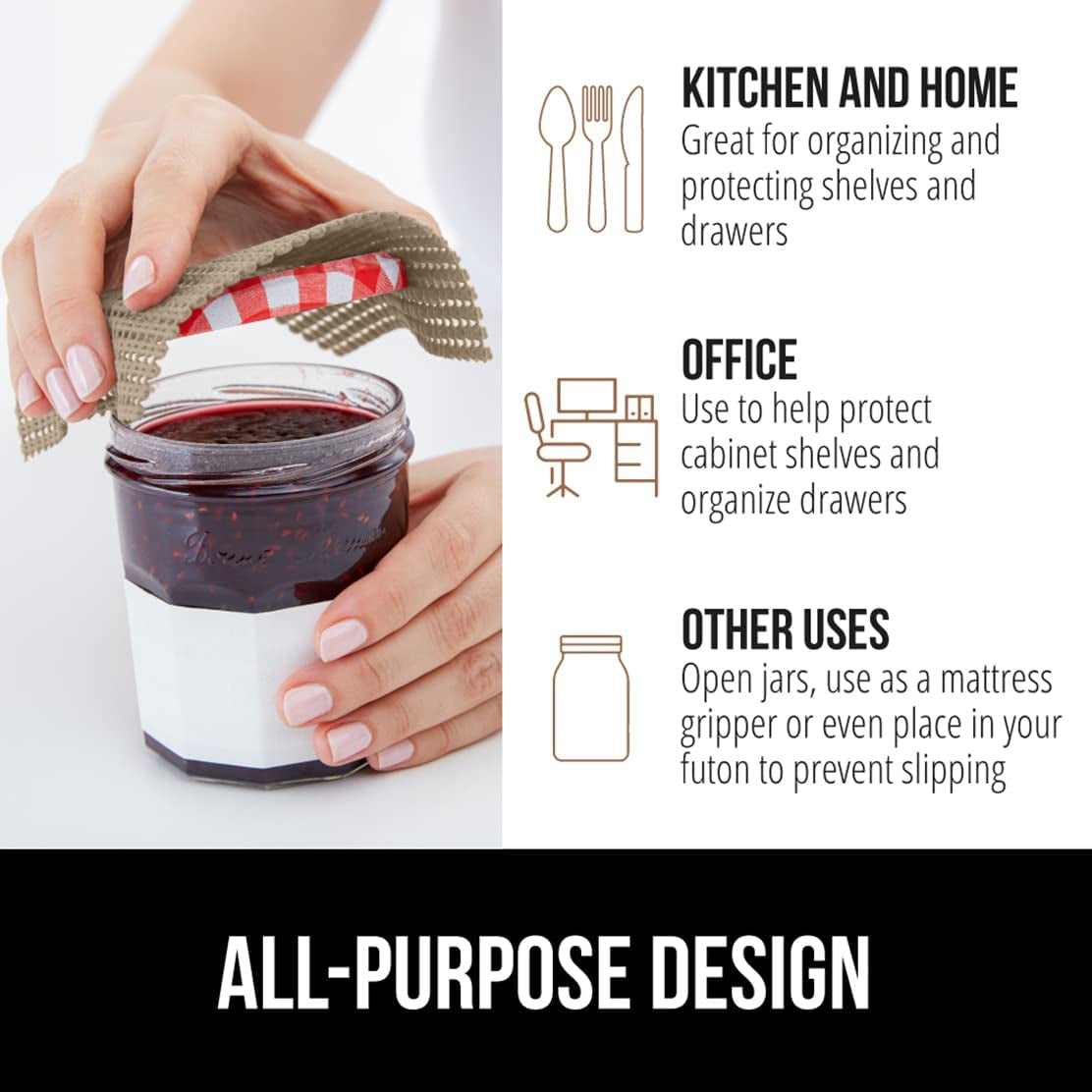 Drawer Shelf and Cabinet Liner, Thick Strong Grip, Non-Adhesive Liners Protect Kitchen Cabinets and Cupboard, Bathroom Drawers, Easy Install, Breathable Mat, 12" X20', Beige