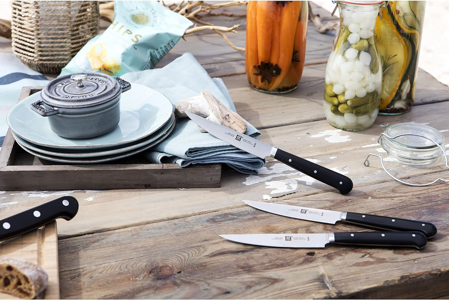 39029002-0 Steakset with Welle, 4 TLG, Edelstahl, Black/Silver