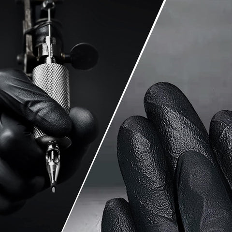 Image of Disposable Nitrile Exam Gloves, 6-Mil, Black, Heavy Duty Disposable Gloves, Cooking Gloves, Latex Free, Powder Free
