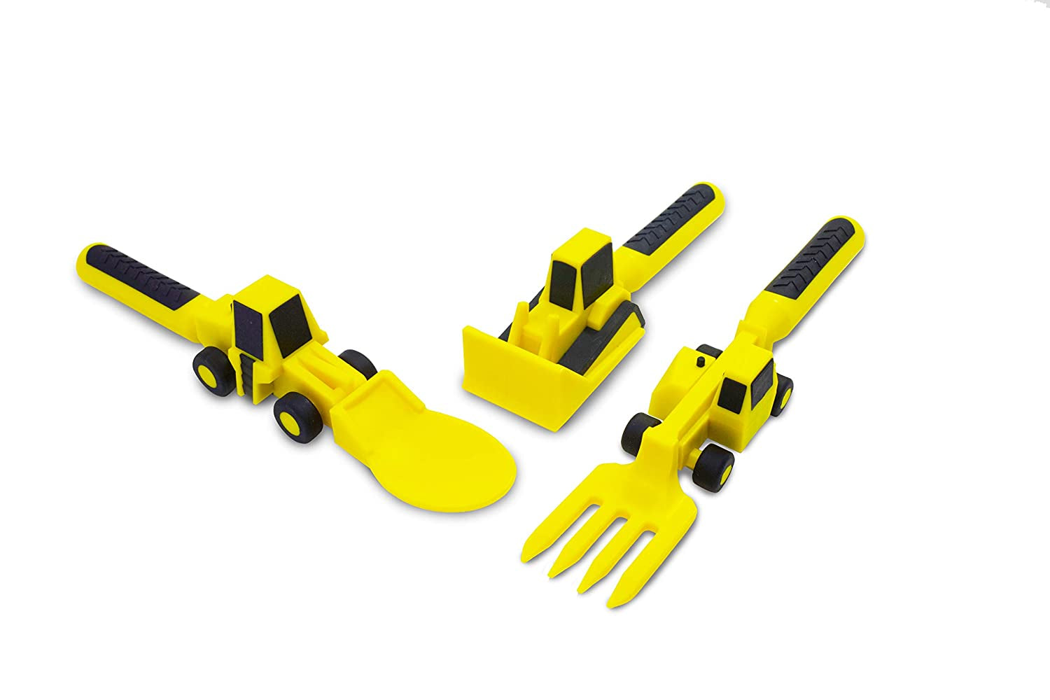 - Toddler Utensils Made in USA - Construction Silverware for Toddlers - Construction Utensils for Kids - Construction Eating Set with Excavator Fork and Spoon - Constructive Eats