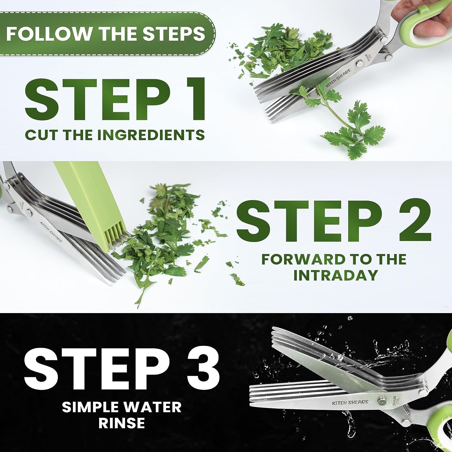 Kitchshears Herb Scissors with 5 Blades and Cover-Premium-Quality Herb Cutter Scissors Stainless-Steel & Easy to Clean- Heavy-Duty Vegetable Scissors for Chopped Salad & Mincing Meat-Bonus Herb Comb