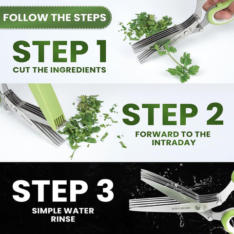 Image of Kitchshears Herb Scissors with 5 Blades and Cover-Premium-Quality Herb Cutter Scissors Stainless-Steel & Easy to Clean- Heavy-Duty Vegetable Scissors for Chopped Salad & Mincing Meat-Bonus Herb Comb