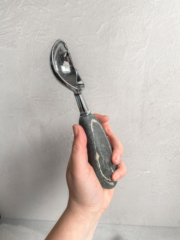 Image of Handcrafted Stone Ice Cream Scoop - Durable and Unique Natural Stone Handle for Perfect Scoops - Ideal Gift for Home Chefs and Dessert Lovers