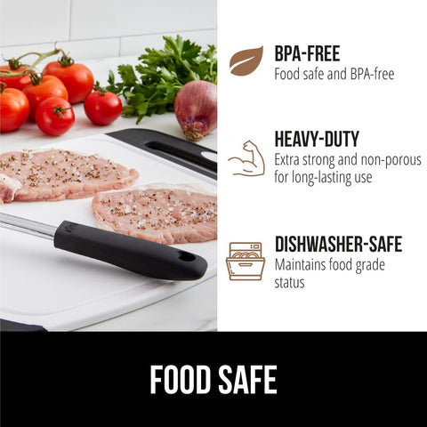 Image of The Original  Oversized 100% BPA Free Reversible Durable Kitchen Cutting Board Set of 3, Dishwasher Safe, Nonslip Handle Border Plastic Boards, Juice Grooves, Chopping Food, Cooking, Black