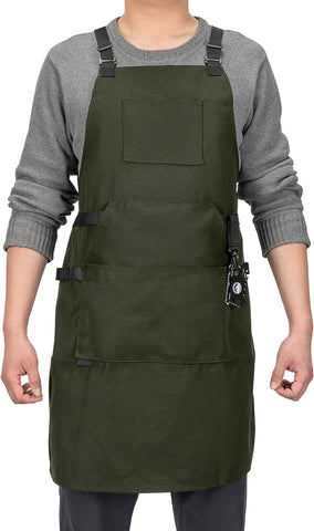 Image of Chef Apron, Heavy Duty 12Oz Canvas, Cross Back and Neck Straps, 43-In-1 Multitool, Tactical Buckle and Clip